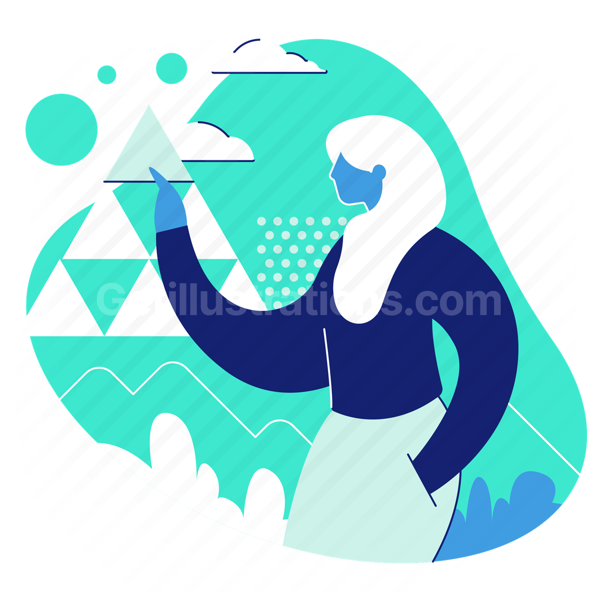 triangles, shape, shapes, woman, graph, business
